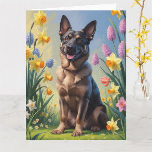 Belgische Malinois Frühlingsblumen Malerei Karte