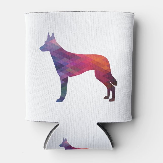 Belgische Malinois Geometric Muster Silhouette Pur Dosenkühler (Vorderseite)