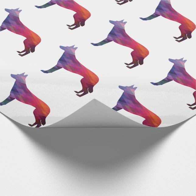 Belgische Malinois Geometric Muster Silhouette Pur Geschenkpapier (Ecke)