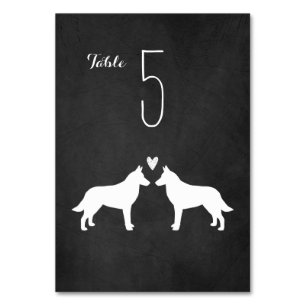 Belgische Malinois-Hunde-Silhouetten Hochzeitsempf Tischnummer