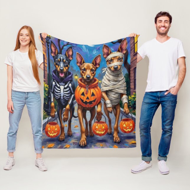 Belgische Malinois Hunde Trick-or-Treating Hallowe Fleecedecke (Beispiel)