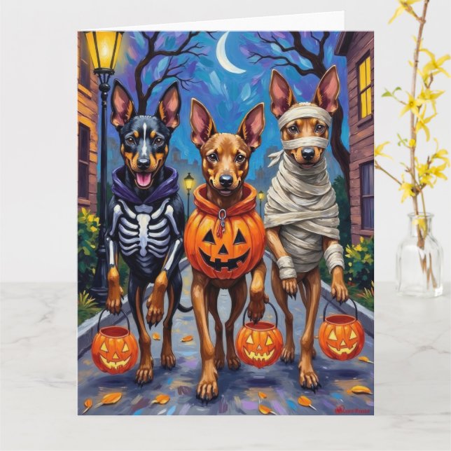 Belgische Malinois Hunde Trick-or-Treating Hallowe Karte (Gelbe Blume)