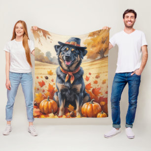 Belgische Malinois im Herbst hinterlässt Erntedank Fleecedecke