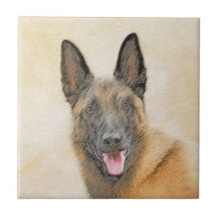Belgische Malinois-Malerei - Niedliche Original Hu Fliese