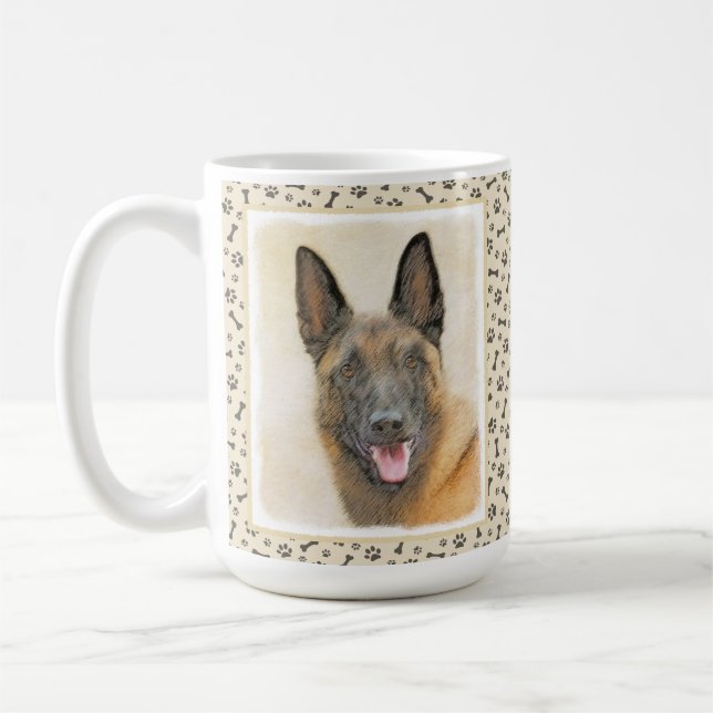 Belgische Malinois-Malerei - Niedliche Original Hu Kaffeetasse (Links)