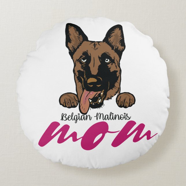 Belgische Malinois-Mama Rundes Kissen (Vorderseite)