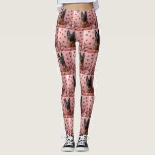 Belgische Malinois mit Rose - Valentinstag Leggings