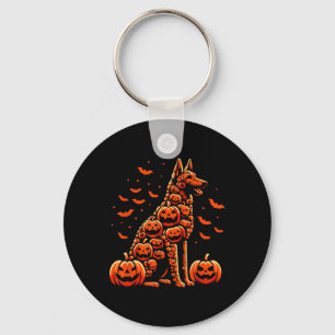 Belgische Malinois Pumpkin-Kürbislaterne Halloween Schlüsselanhänger