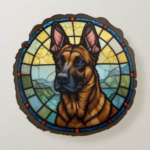 Belgische Malinois-Verkleidung Rundes Kissen