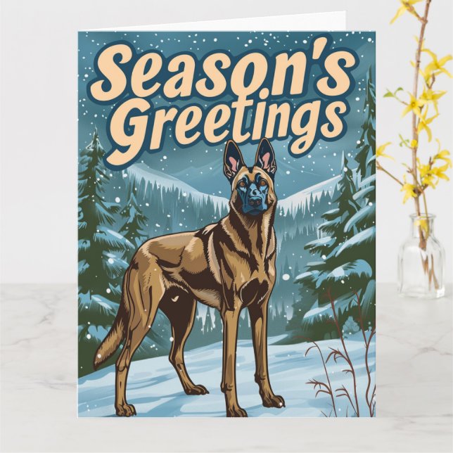 Belgische Malinois Weihnachten Karte (Gelbe Blume)