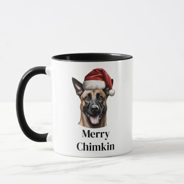 Belgische Malinois-Weihnachtsmannmütze Weihnachten Tasse (Links)