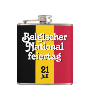 Belgische Nationalfeiertag-Fahne Flachmann