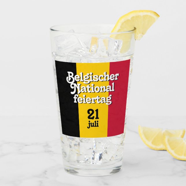 Belgische Nationalfeiertag-Fahne Glas (Rückseite Ice)