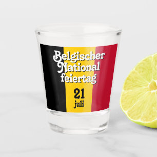 Belgische Nationalfeiertag-Fahne Schnapsglas