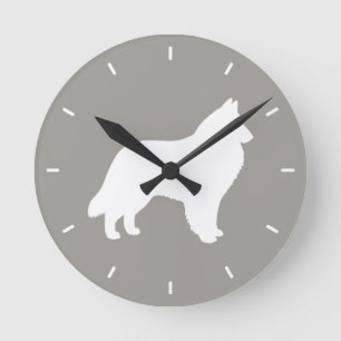 Belgische Schäferhund-Silhouette Runde Wanduhr