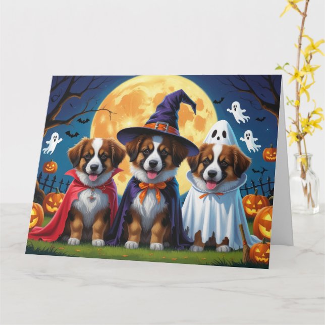 Belgische Schäferhunde Pumpkin Halloween Funny Karte (Gelbe Blume)