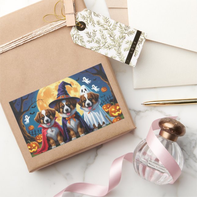 Belgische Schäferhunde Pumpkin Halloween Funny Rechteckiger Aufkleber (Schenken)