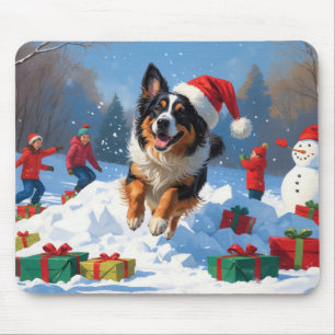 Belgische Schäferhütte Weihnachts-Schneeszene Mousepad