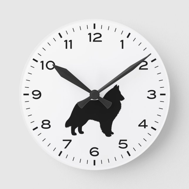 Belgische Schafhund-Silhouette Runde Wanduhr (Vorderseite)