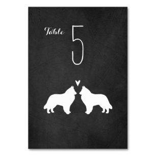 Belgische Sheepdog-Silhouetten Hochzeitsempfang Tischnummer