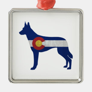 Belgische Silhouette Malinois Colorado Ornament Aus Metall