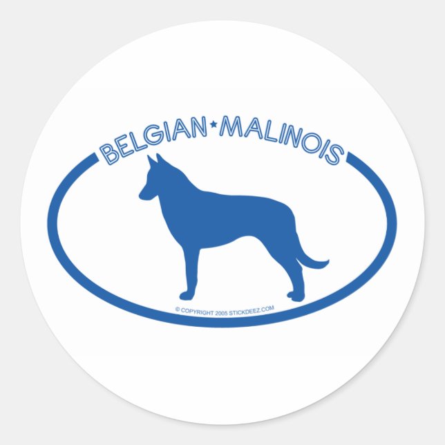 Belgische Silhouette Malinois Runder Aufkleber (Vorderseite)