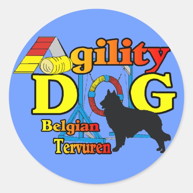Belgische Tervuren Agility Shirts Geschenke Runder Aufkleber (Vorderseite)