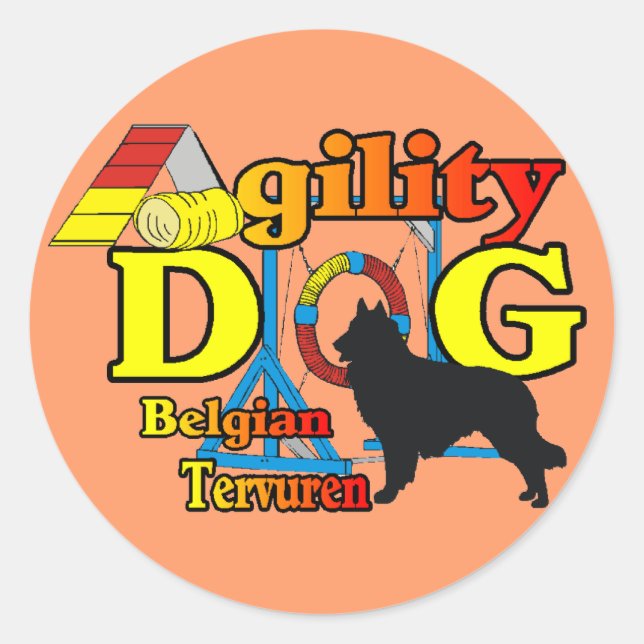 Belgische Tervuren Agility Shirts Geschenke Runder Aufkleber (Vorderseite)