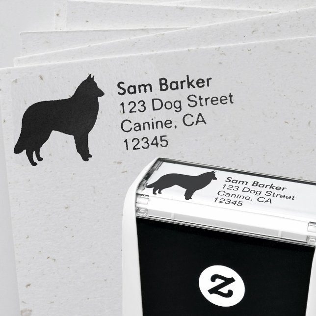 Belgische Tervuren Dog Silhouette Rücksendeadresse Permastempel (Von Creator hochgeladen)