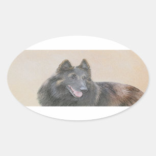 Belgische Tervuren Malerei - Niedliche Original Hu Ovaler Aufkleber