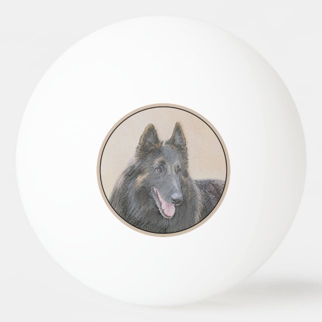 Belgische Tervuren Malerei - Niedliche Original Hu Tischtennisball (Vorderseite)
