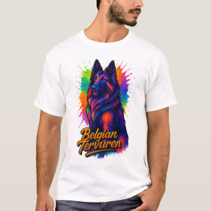 Belgische Tervuren Neon Pop Art Illustration T-Shirt