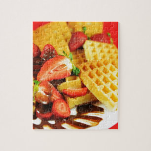 Belgische Waffel und Erdbeeren der Schokolade Puzzle