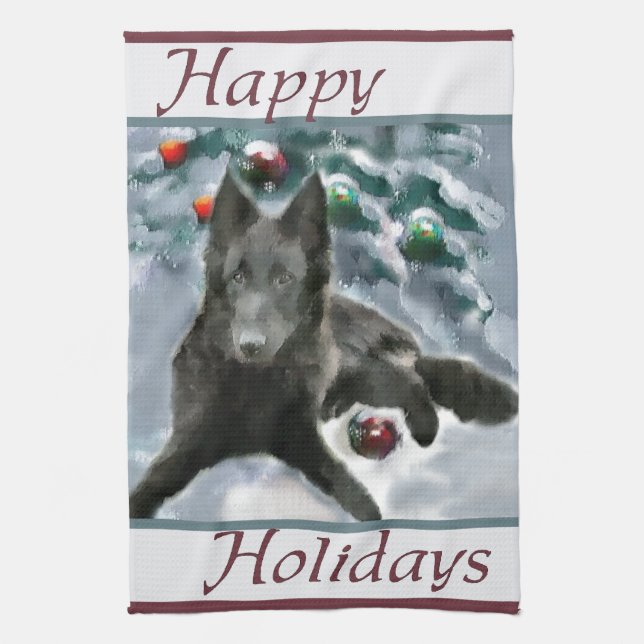 Belgische Weihnachtszeit Geschirrtuch (Vertikal)