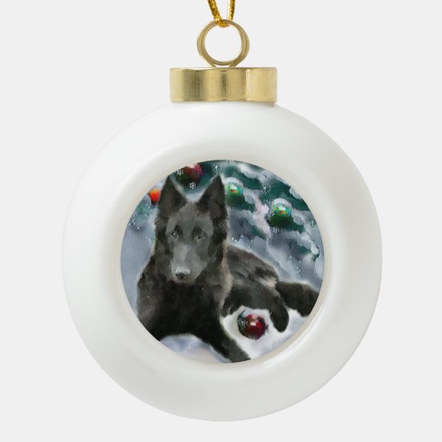 Belgische Weihnachtszeit Keramik Kugel-Ornament (Vorderseite)