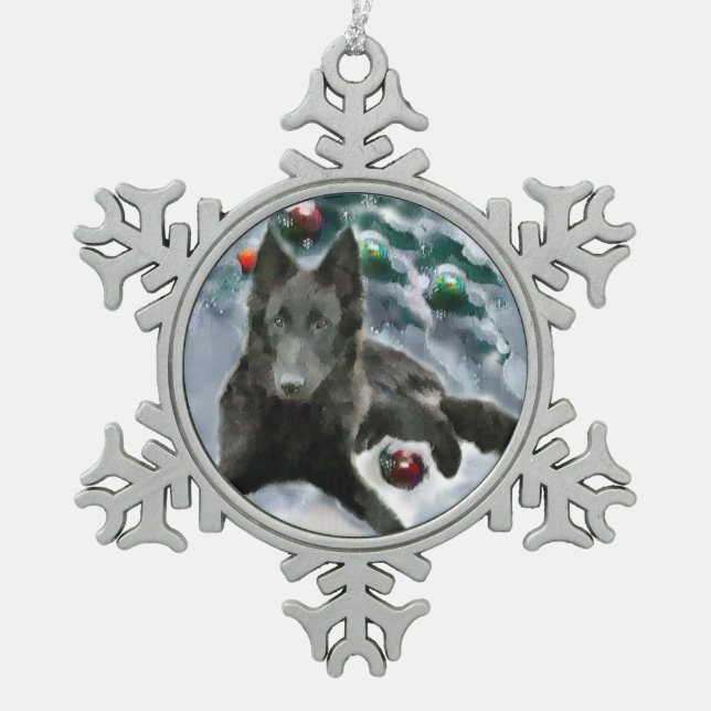 Belgische Weihnachtszeit Schneeflocken Zinn-Ornament (Vorderseite)