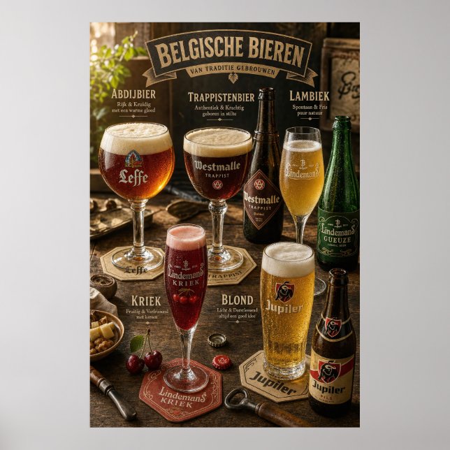 Belgischer Bierstile-Tavernenführer-Poster Poster (Vorne)