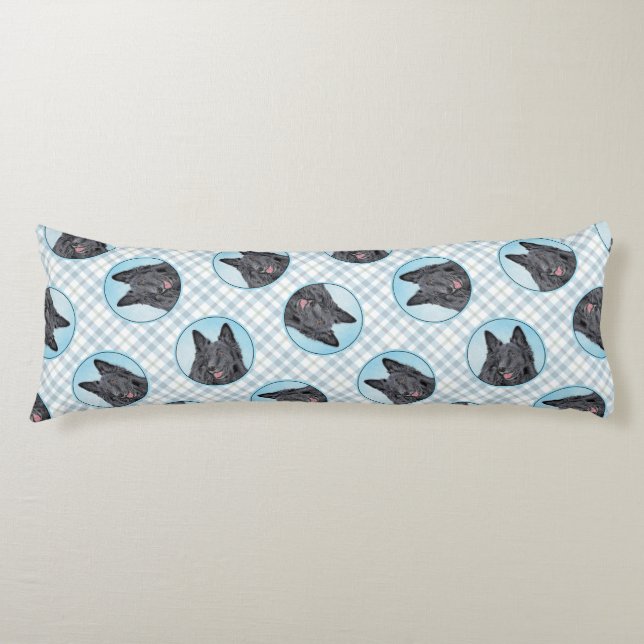 Belgischer Groenendael Sheepdog Schwarze Malerei H Seitenschläferkissen (Vorderseite)