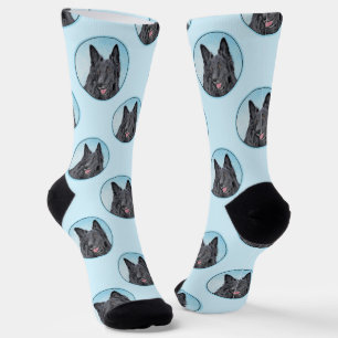 Belgischer Groenendael Sheepdog Schwarze Malerei H Socken