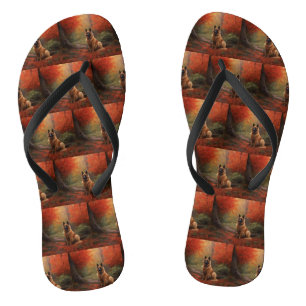 Belgischer Hirte im Herbst Leaves Fall Inspiriert Flip Flops