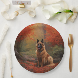 Belgischer Hirte im Herbst Leaves Fall Inspiriert Pappteller