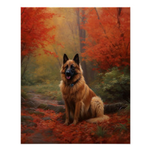 Belgischer Hirte im Herbst Leaves Fall Inspiriert Poster