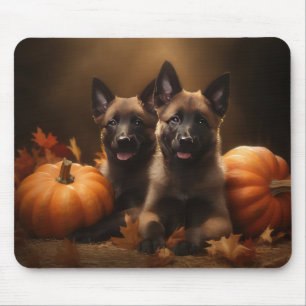 Belgischer Hirte Welpe Herbst Kürbis Mousepad