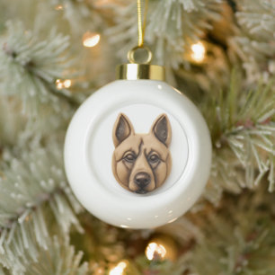 Belgischer Malinoi-Hund 3D inspiriert Keramik Kugel-Ornament