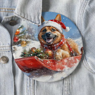 Belgischer Malinoi im Schlitten Lass es schneien W Button