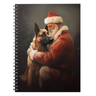 Belgischer Malinoi mit festlichem Weihnachtsmann W Notizblock