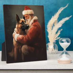 Belgischer Malinoi mit Santa Claus Weihnachtsfest Fotoplatte