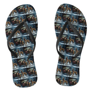 Belgischer Malinoi Schneebedeckter Schlitten Weihn Flip Flops