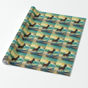 Belgischer Malinoi Strand Surfen Malerei Geschenkpapier