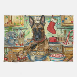 Belgischer Malinoi Weihnachtsbäckerei: Festliches  Geschirrtuch